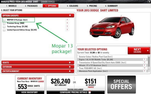 Mopar 13 exposed as a 2013 Dodge Dart by Canadian website