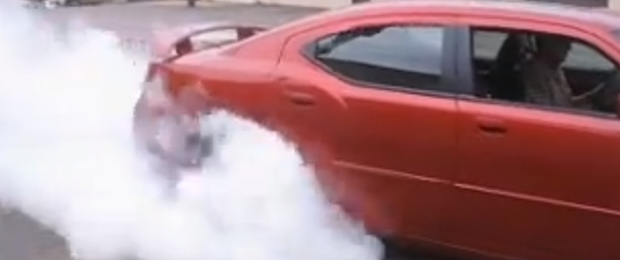 Tire Shredding Tuesdays: Dodge Charger SRT8 Burnout from Two Angles