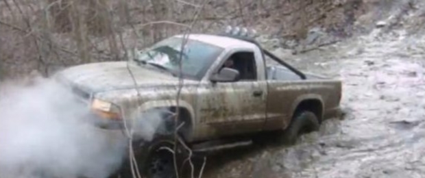 Muddy Mondays: 2g Dodge Dakota Eventually Climbs Out of a Deep Mud Pit