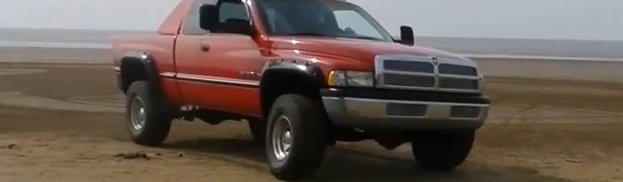 Truckin Fast: 2g Dodge Ram Does Some High Speed Drifting on the Beach