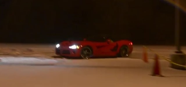 Dodge Viper Drifting in the Snow