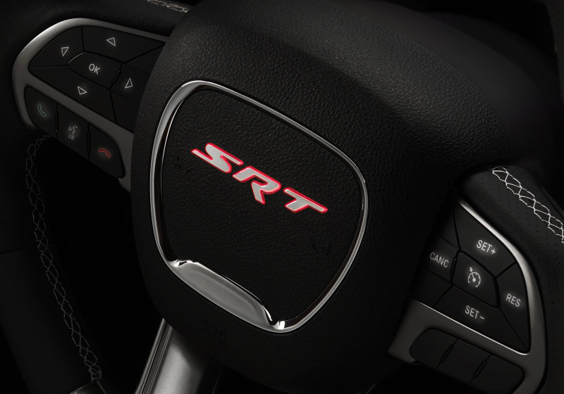New illuminated steering wheel on the 2017 Dodge Charger SRT Hellcat models.