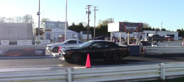 Hellcat Challenger Crushes Ford Mustang, Runs 9s with Stock Gears