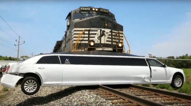 VIDEO: Trains Smash Through a Dodge, Limo, and More