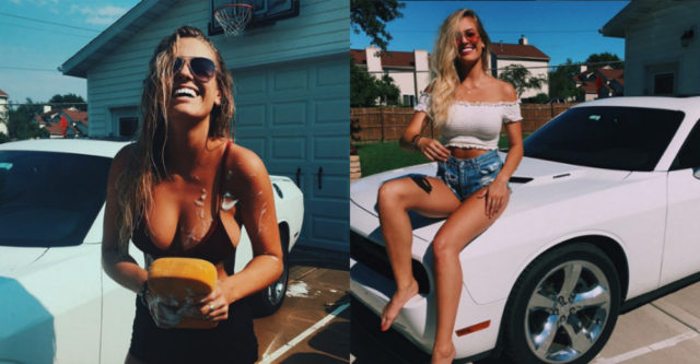 Plenty of girls love cars, but we love girls who love Dodge Challengers.