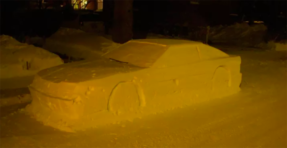 Car Made From Snow In Montreal