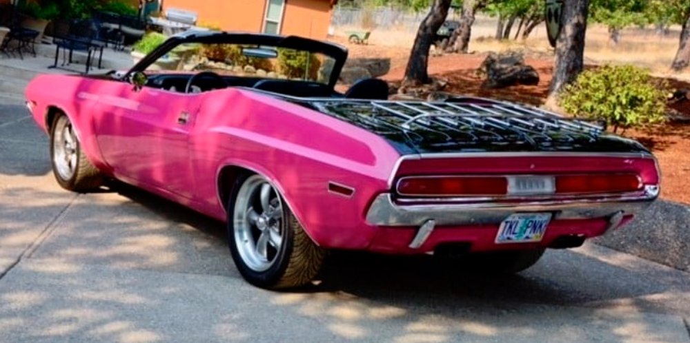 1970 Dodge Challenger in Panther Pink Rear