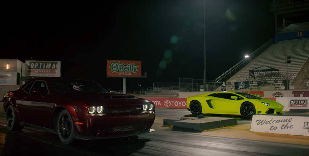 Dodge Challenger SRT Demon vs. Lamborghini Aventador Top Gear