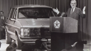Lee Iacocca debuting the world's first minvan