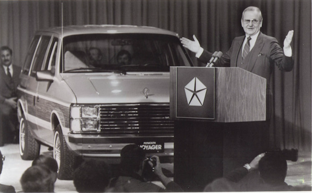 Lee Iacocca debuting the world's first minvan