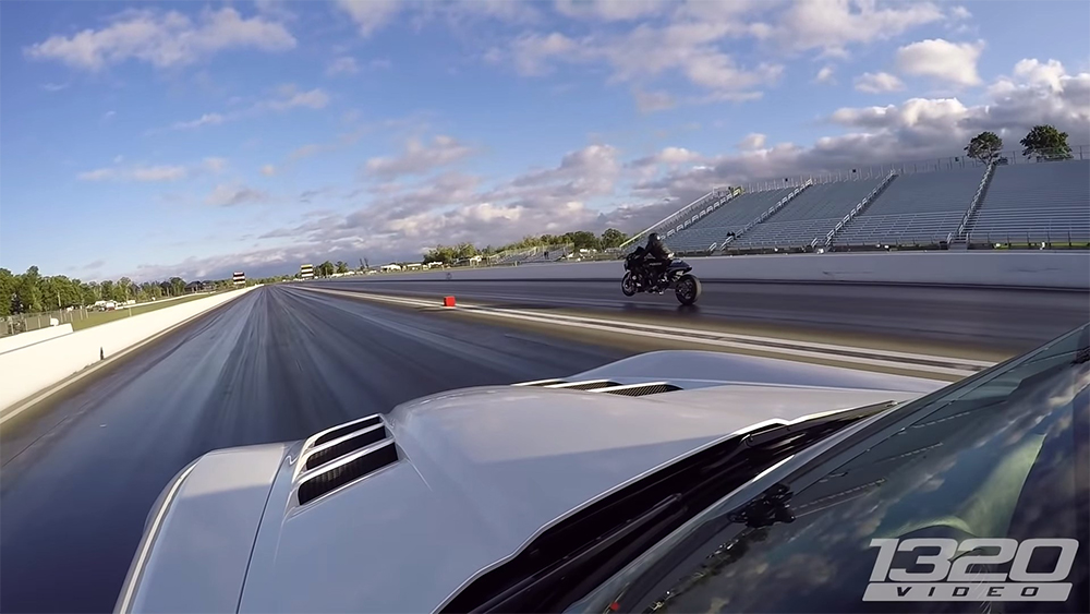 MAPerformance drag race twin-turbo dodge vs turbo hyabusa motorcycle