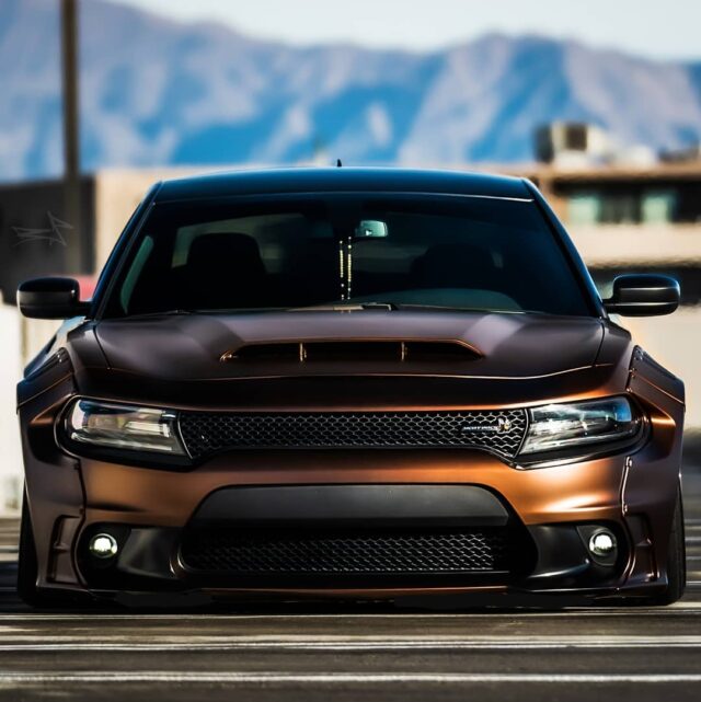 Bagged Slammed Stanced Dodge Charger Widebody Scat Pack With Bronze Wrap