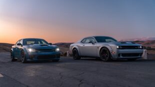 Widebody on both the Dodge Charger (left) and Challenger (ri