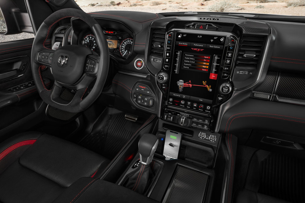 2021 Ram 1500 TRX interior with custom drive mode screen