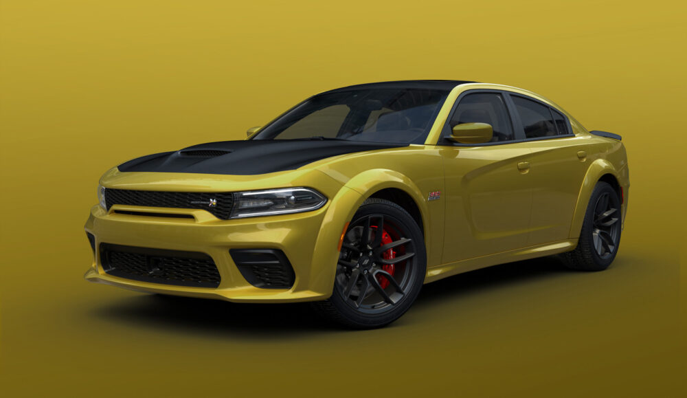 2021 Dodge Charger Scat Pack Widebody shown in Gold Rush exterio