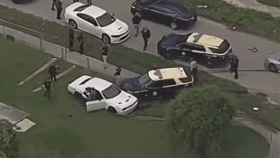 Stolen white Dodge Challenger Destroyed in police chase after PIT maneuver