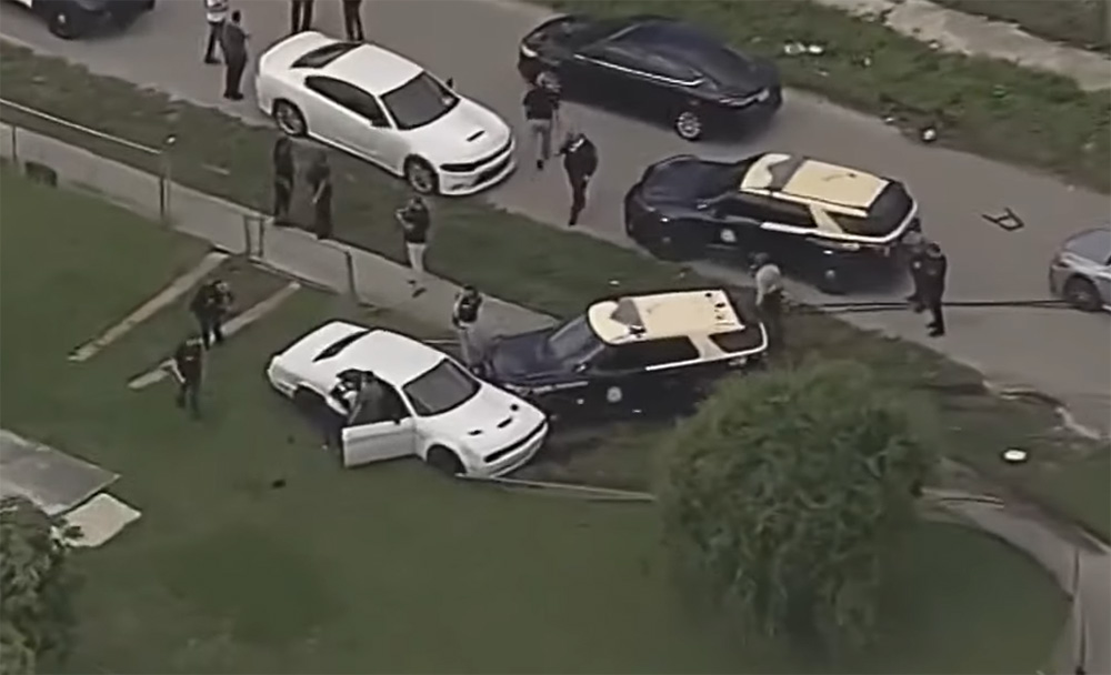 Stolen white Dodge Challenger Destroyed in police chase after PIT maneuver