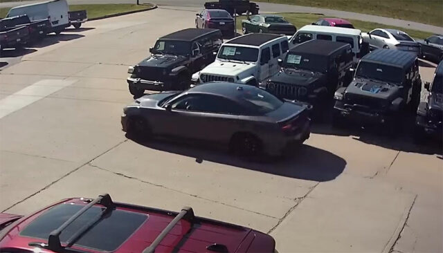 Dodge Charger getting stolen from dealership at gunpoint in broad daylight