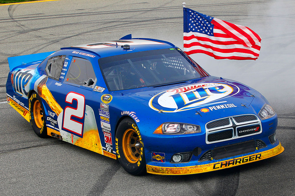 Dodge Charger Nascar after 2012 win doing a burnout