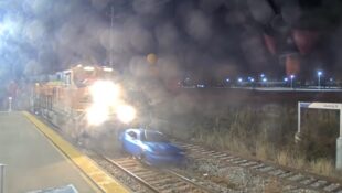Dodge Challenger Hit By Train